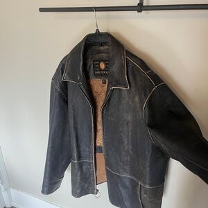 Andrew Marc New York Vintage Black Leather Bomber Jacket